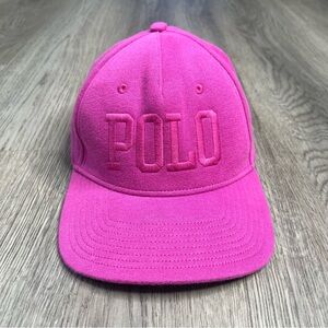 Polo Ralph‎ Lauren Men's Logo Fleece Ball Cap Pink POLO Spellout SnapBack Hat